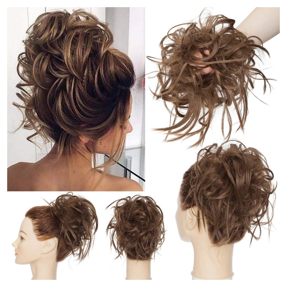 Haarteil Dutt Haargummi Haarknoten Struppige Haarknoten gold 1 St