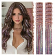Haartinsel Clip in Glitzer 12 Stück 50 cm Mädchen Bunt-glitz 1 St