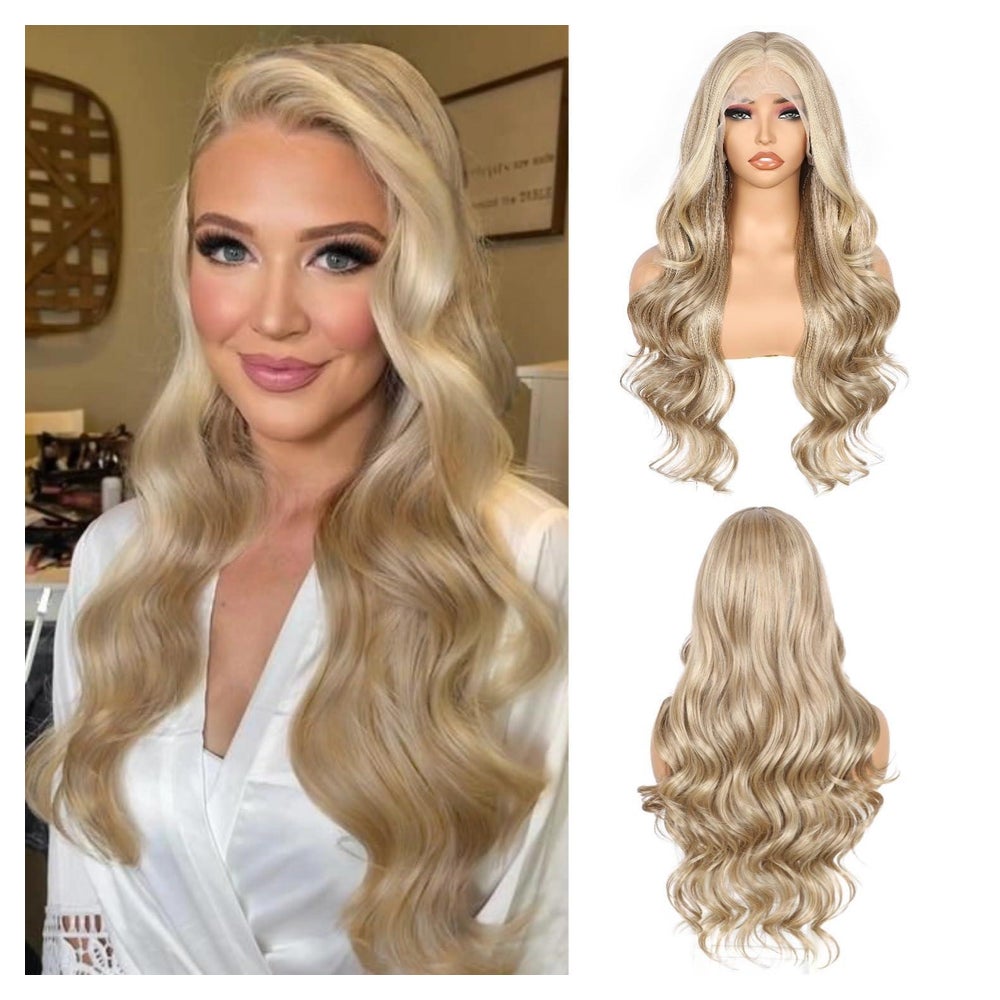 Perücke 13x4 Lacefront Körperwelle 26inch Damen Milchtee Blo 1 St