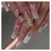 French Press on Nails Schmetterling Perlen Lange 3D Streifen 1 St
