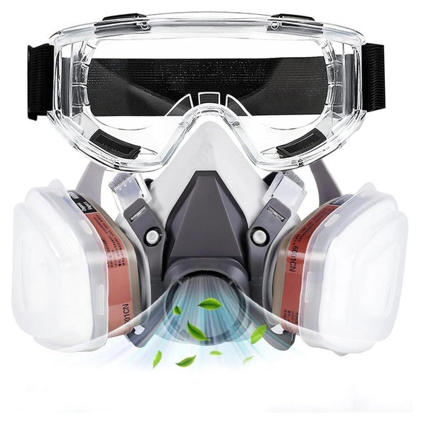 Atemschutzmaske Halbmaske Filter Schutzbrille Staub Weiß 1 St