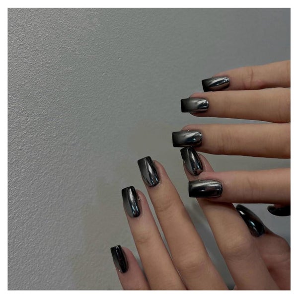 Nägel Press On Chrome Spiegel Eckig Kurz Acryl 24 Metallic S 1 St