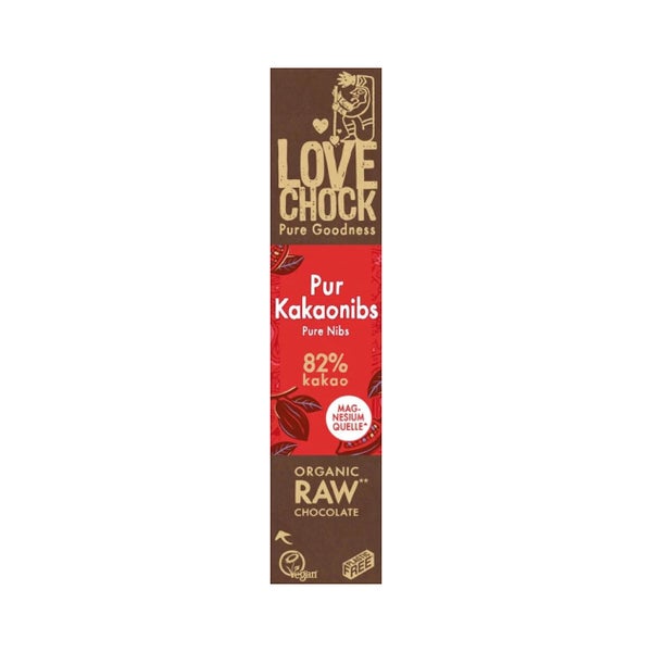 Lovechock Schokolade Pur Kakaonibs 82% Kakao 40 g 40 g