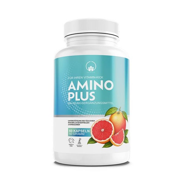 Saint Nutrition® Amino Plus Kapseln | Wichtige Vitamine B12 mit Folsäure & L-Lysin Hochdosiert 50 g
