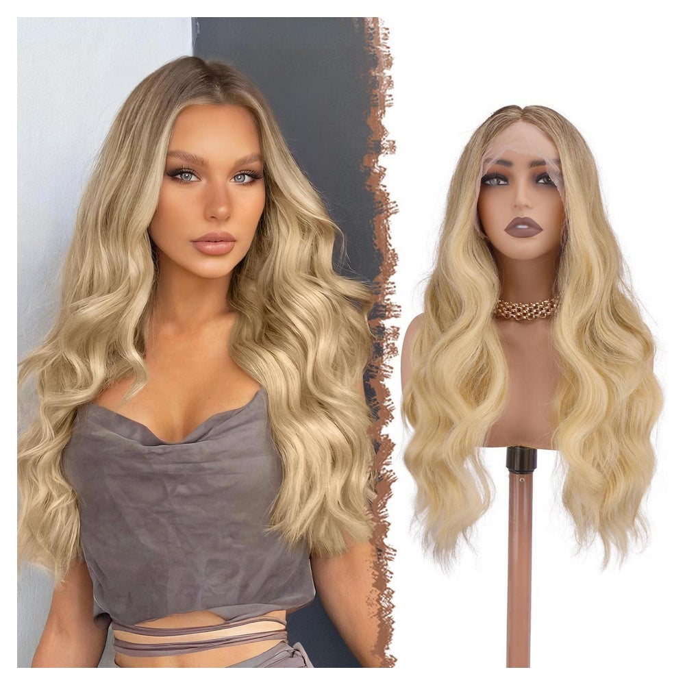 Perücke Lace Front HD Kunsthaar lockig 70 cm Frauen Ombre Br 1 St