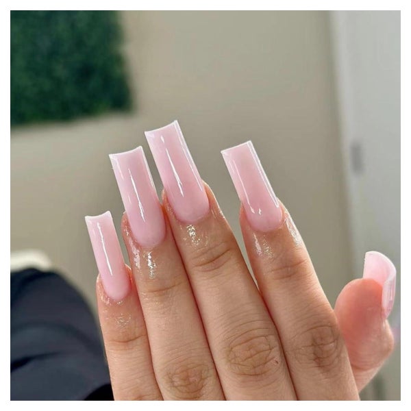 Künstliche Nägel Coffin Lang Press On Pink Baby Pink 1 ml (1 1 St