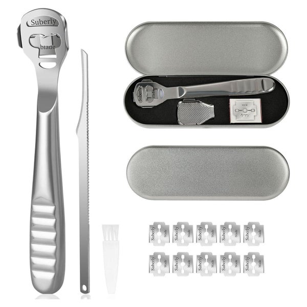 URAQT Hornhauthobel Fußschaber Set - Edelstahl Hornhautentferner für Hände &