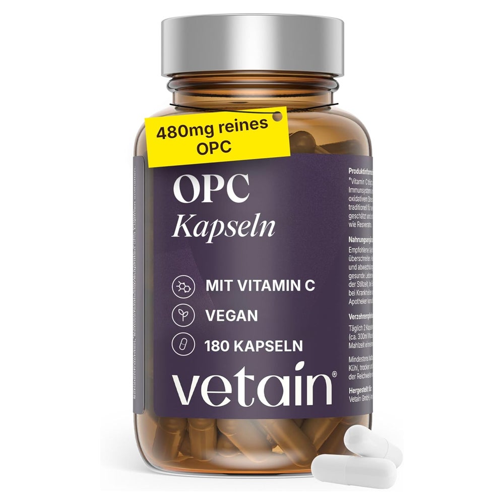 VETAIN OPC Traubenkernextrakt - 800mg Extrakt mit Vitamin C 180 St