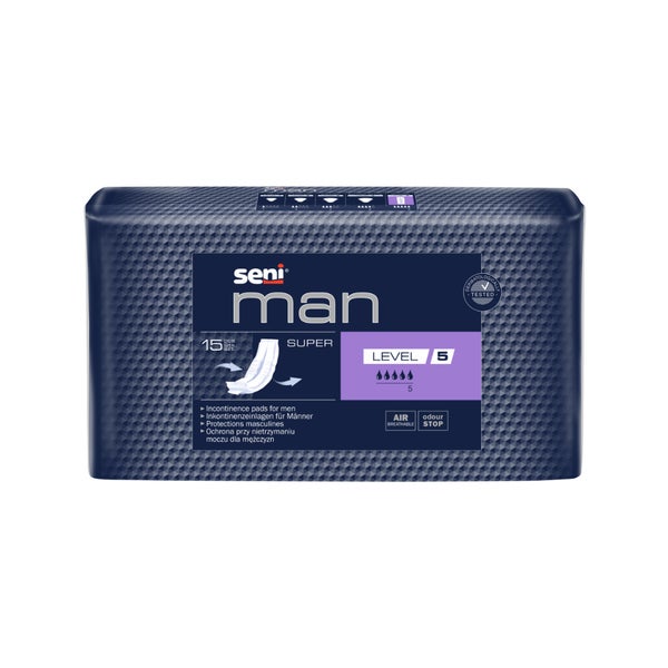 Seni Man Super Level 5 Inkontinenzeinlagen für Männer, 9 x 40 cm, 820 ml 15 St