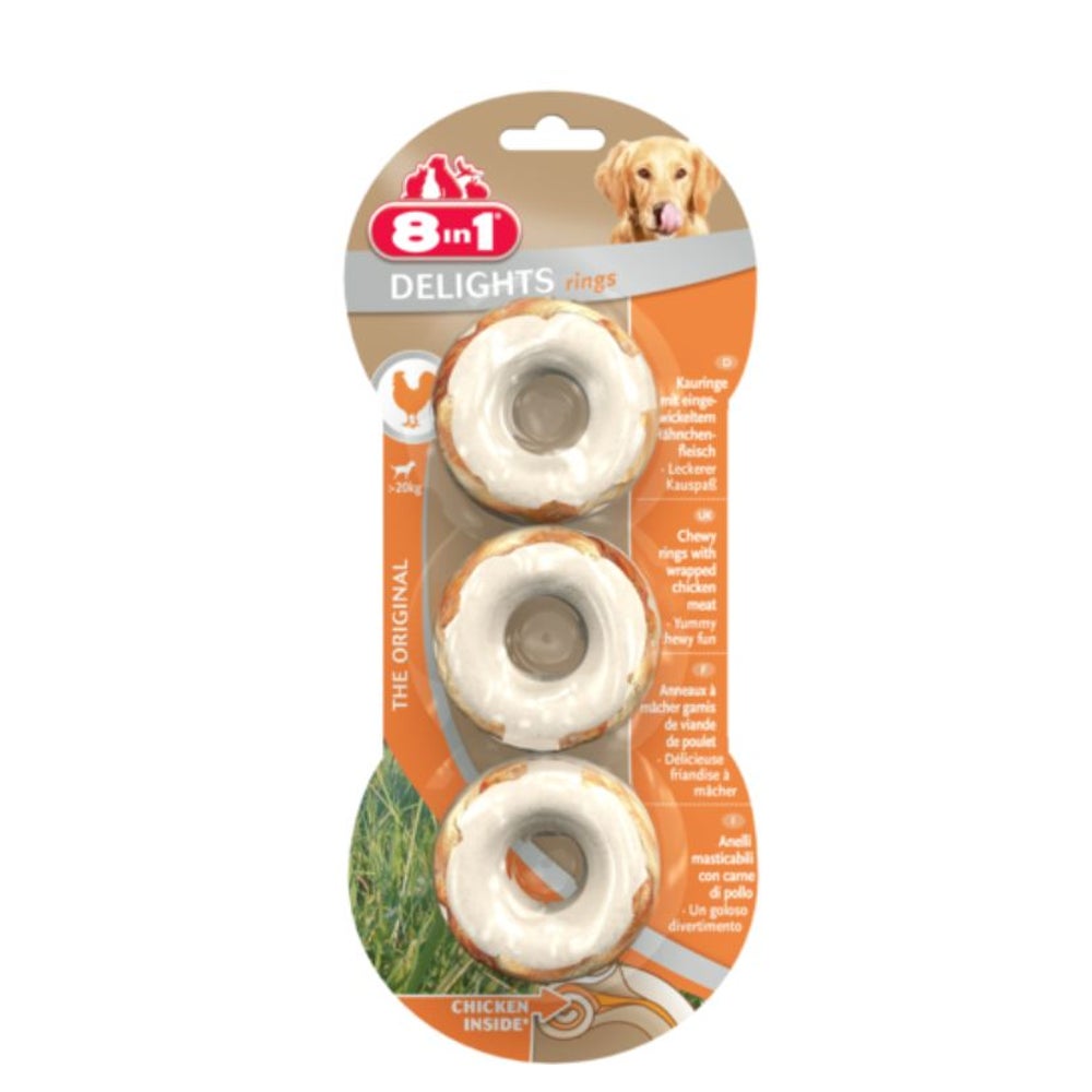 8in1 Snack für Hunde, Delights, Kauringe, 3 Stück 0,2 kg