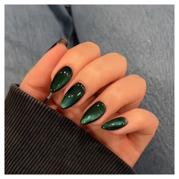 Fingernägel Press On Acryl Cat Eye Schwarz Mandel 30 Stück W 1 St