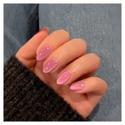 Press On Nails Gel Kurz Mandel Cat Eye Dunkel Rosa Chrome Gl 1 St