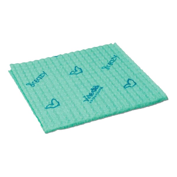 Vileda Professional Breazy Kurzzeittuch, 35 x 35,5 cm – Wellenstruktur, hohe Schmutzaufnahme, waschbar - 1 Packung = 25 Stück, grün