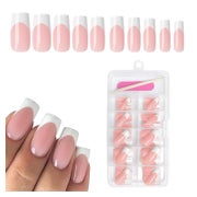 Nails French Tip Press On White Medium Square Mittleres Quad 1 St