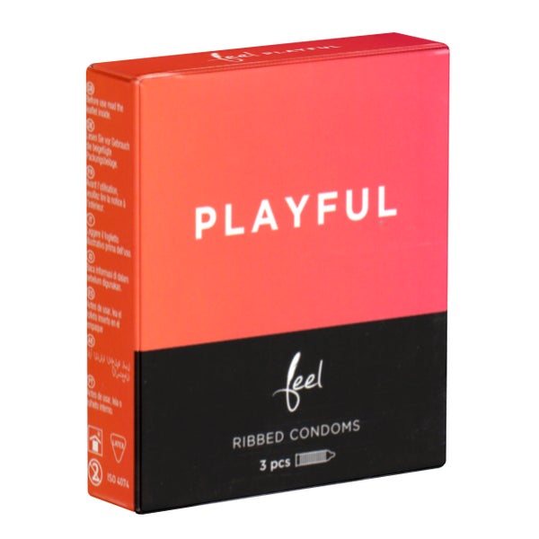 „Playful“ Kondome – 3 gerippte Latexkondome (3 Kondome) 3 St
