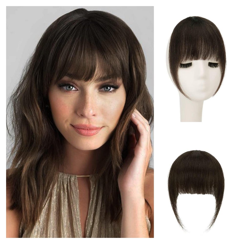 Haarteil Pony Clipin Remy Echthaar OnePiece Neat Bangs Dunke 1 St