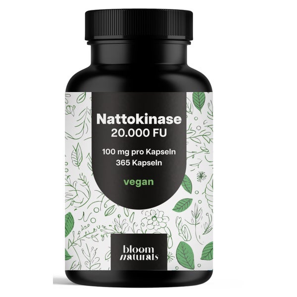 Nattokinase hochdosiert - 365 Kapseln - Bloom Naturals 365 St