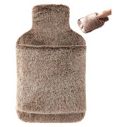 Wärmflasche mit weichem Bezug 2L Braun ideal für kalte Nächt 1 St
