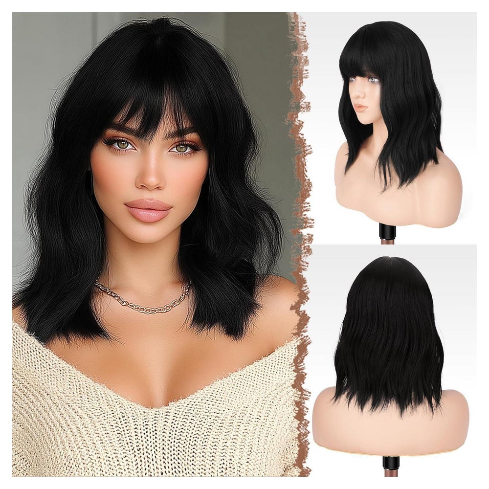Perücke Bob Wellig Pony Schulterlänge Damen 35cm Synthetik S 1 St