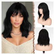 Perücke Bob Wellig Pony Schulterlänge Damen 35cm Synthetik S 1 St