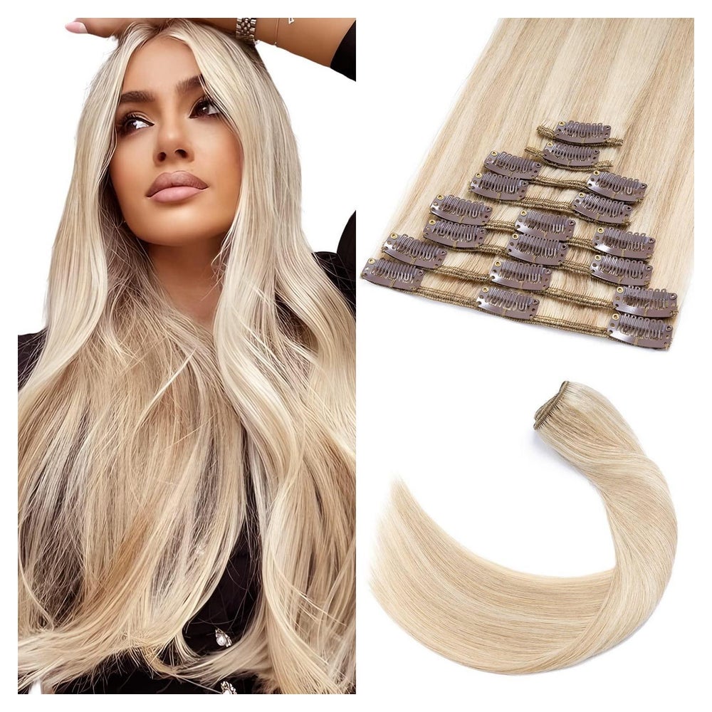 Haarverlängerung Echthaar Clip 8Teile 60cm #18 613 Balayage 1 St