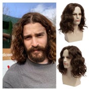 Perücke Locken Männer mittlerer Teil kurzes Haar Braun 1 St