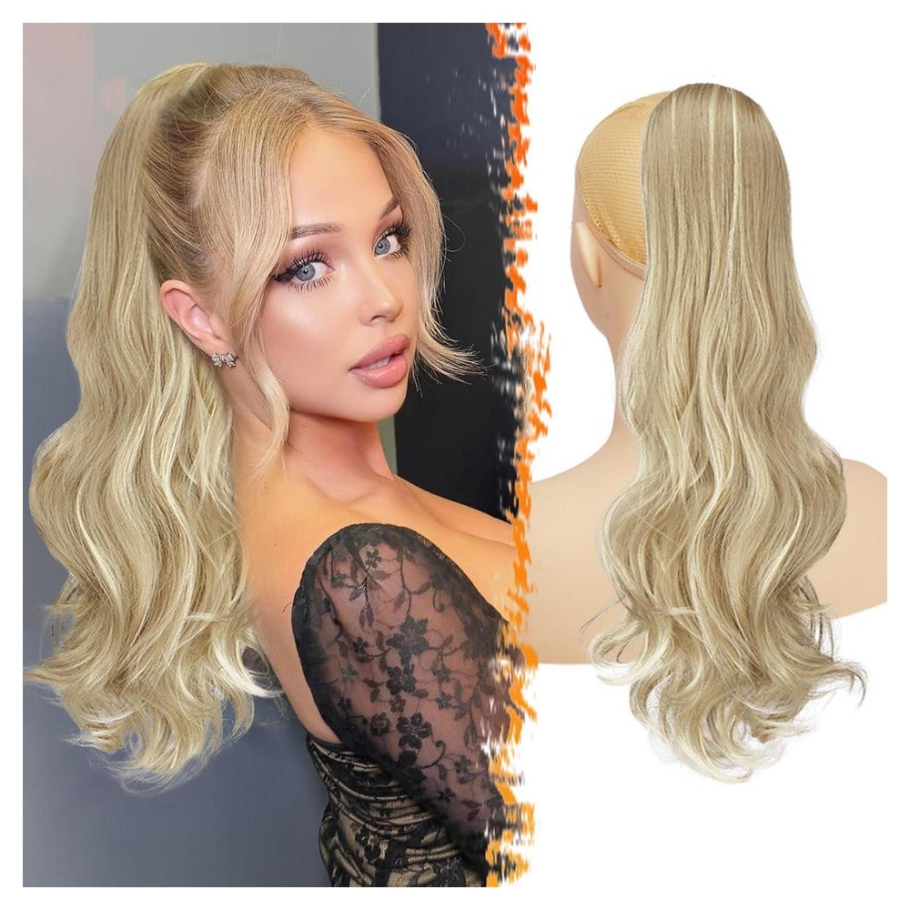 Pferdeschwanz Haarteil Kordelzug 50 cm Licht Asch Blond mit 1 St