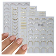 Nagelsticker 3D French Tip Goldlinie selbstklebend 4 Blatt 1 St