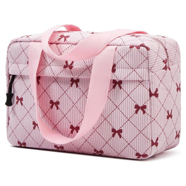 Kosmetiktasche Cord Kulturtasche Reise Damen Bowknot Pink 1 St