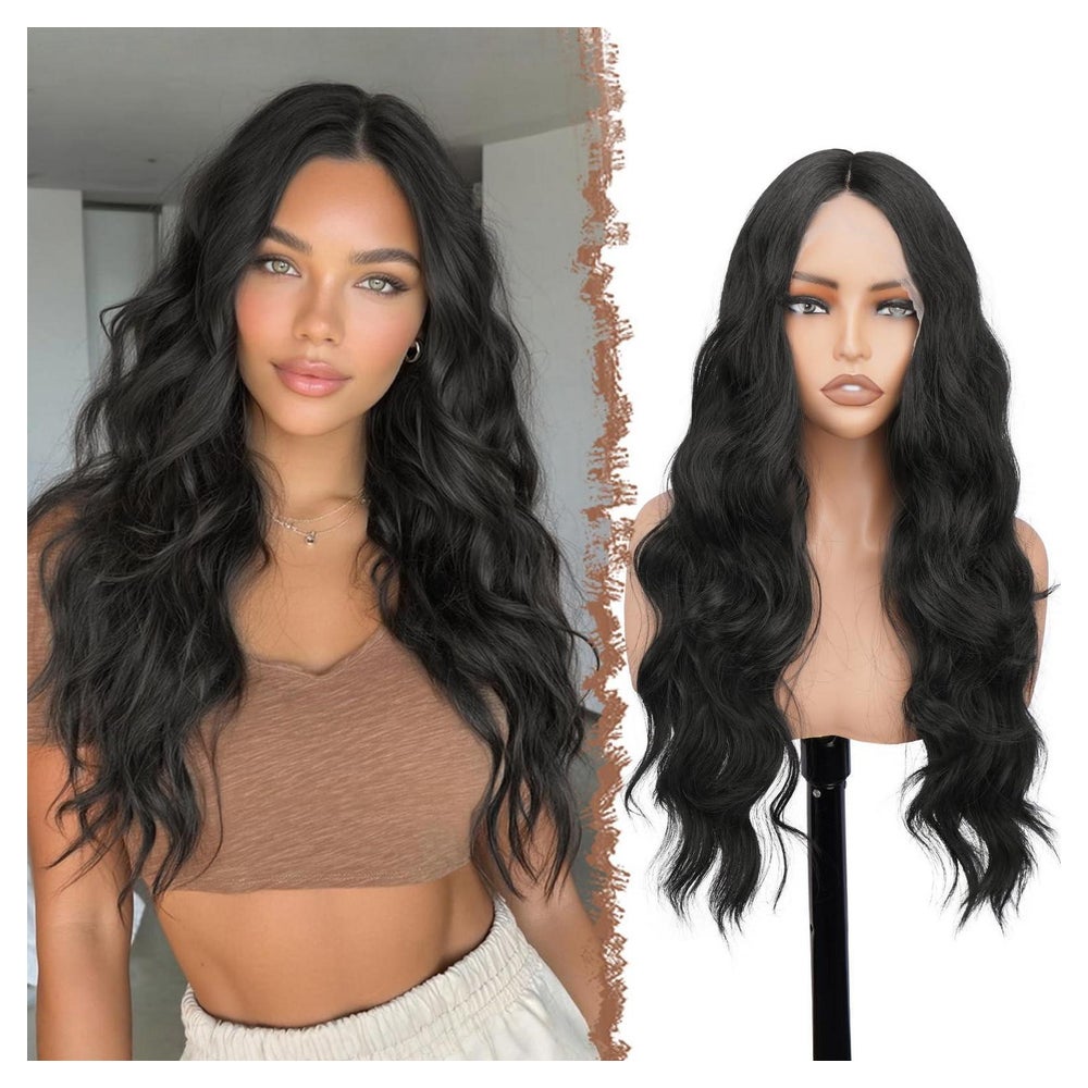 Perücke Lace Front HD Kunsthaar Lockig Gewellt 70 cm Frauen 1 St