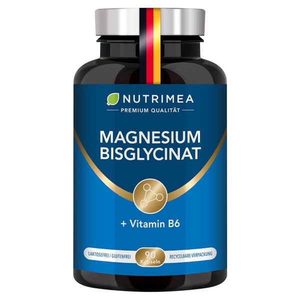 Nutrimea Magnesium Glycinat + Vitamin B6 | Optimale Bioverfügbarkeit 90 St