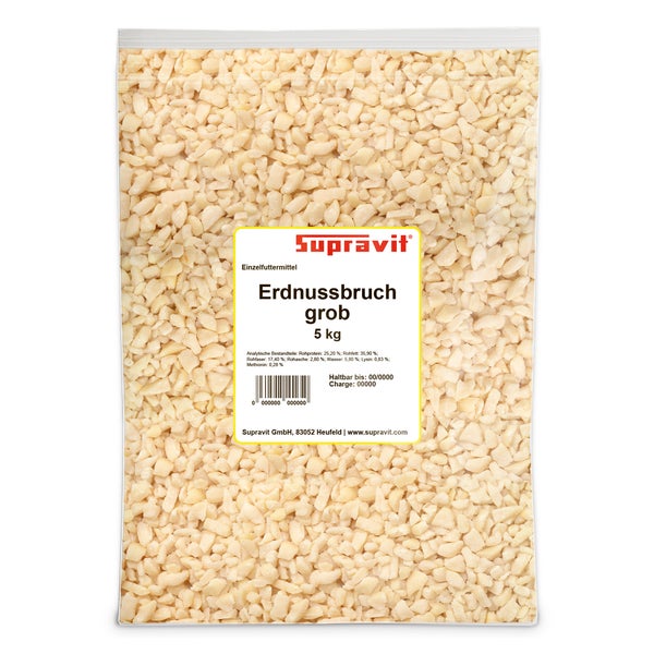 Supravit gehackte Erdnüsse Vogelfutter | fettreiche Erdnusskerne gehackt für Vögel | Erdnussbruch Fettfutter für Wildvögel - Natürlich und ungesalzen 5 kg