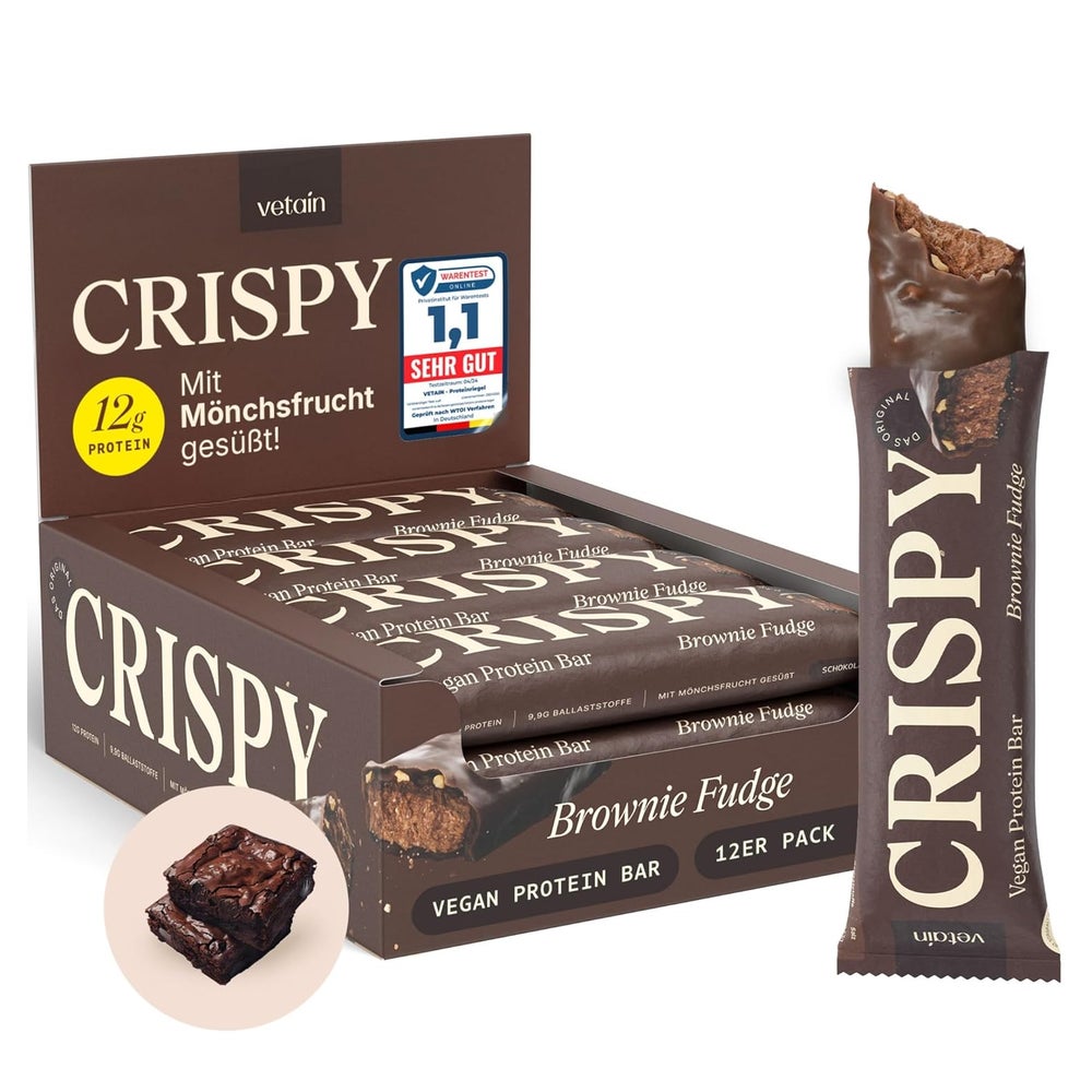 VETAIN Vegan Proteinriegel - Crispy Brownie - 12g Protein 12 St