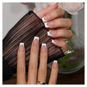 Künstliche Nägel Press On French Tip Weiß Sarg Set 30 Wei&#x 1 St