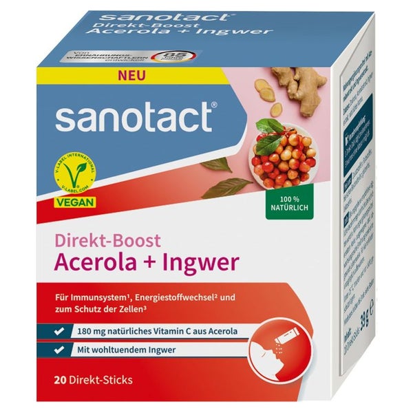 sanotact® Direkt-Boost Acerola + Ingwer Immunsystem Sticks 20 St