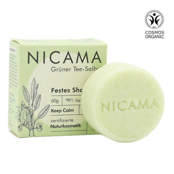 NICAMA Festes Shampoo Grüner Tee-Salbei 60 g