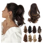 Pferdeschwanz Clip 30 cm Dunkelbraun mit Sandy Blonde hervor 1 St