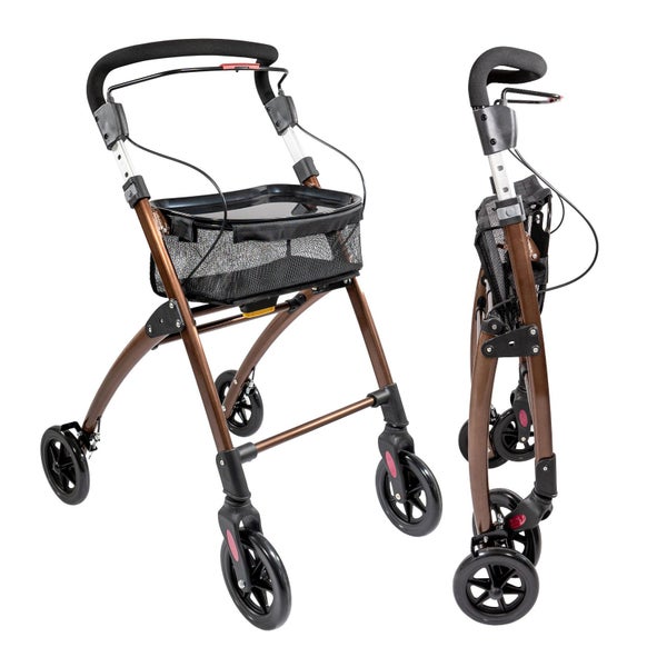 Lösch Reha Rollator Casa Soft schmal für Wohnung & Innenbereich Braun