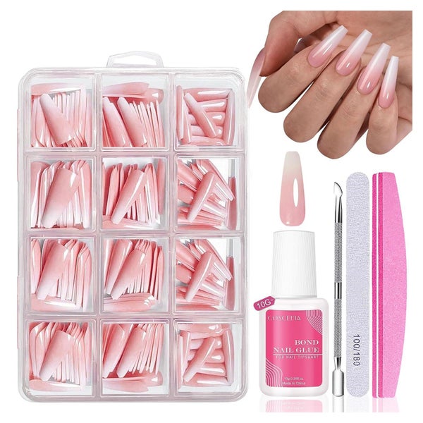 Nagel Tips 240 Französisch Full Cover Weiß Rosa Pink Lange B 1 St