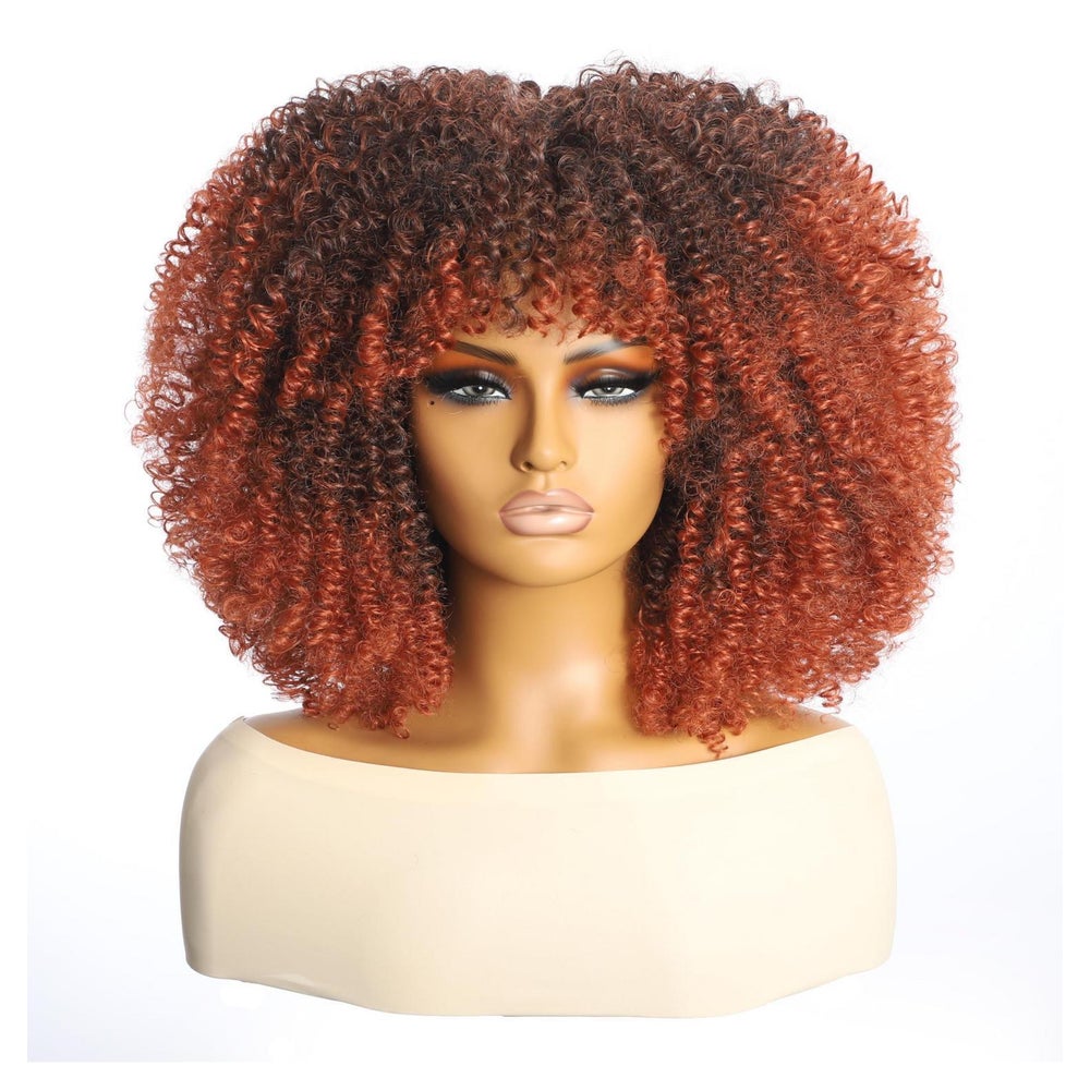 Perücke Afro Lockig Blond Pony Synthetisch Auburn 1 St