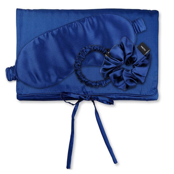 TRAVEL SET HAIR Tasche, Schlafmaske, Scrunchie S & Scrunchie M aus Seide