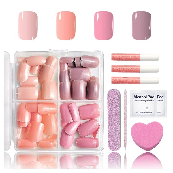 Press On Nails 96PCS Full Cover Nude Pink Style Set 1 ml (1e 1 St