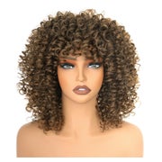 Perücke Afro Kinky Curly Bob Pony Kunsthaar Braun 14 Zoll Mi 1 St
