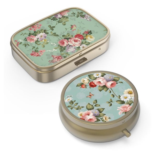 Hion Retro-Pillendose 2er-Pack mit Spiegel Bronze