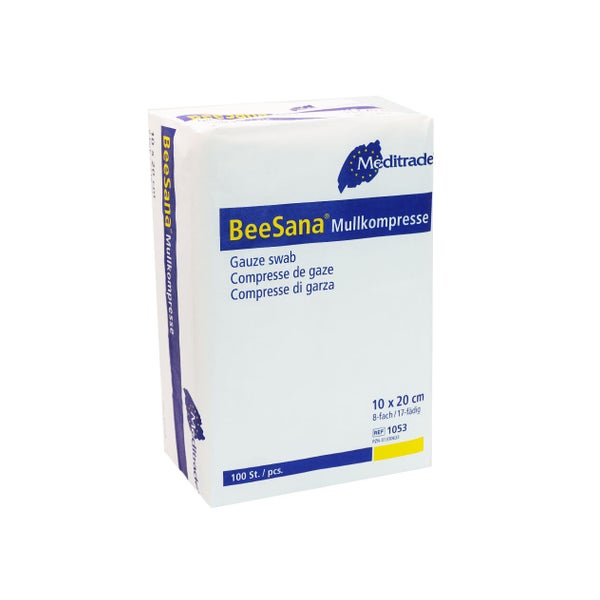Meditrade BeeSana Mullkompresse unsteril, 8-fach, 10 x 20 cm 100 P