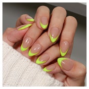 Künstliche Nägel Press On Gel French Tip Kurz Mandel Neongrü 1 St