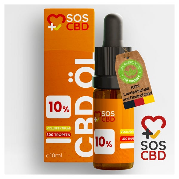 SOS CBD®-ÖL 10% 10ml : 300 CBD-Tropfen mit 10% SOS CBD Hanf 10 ml