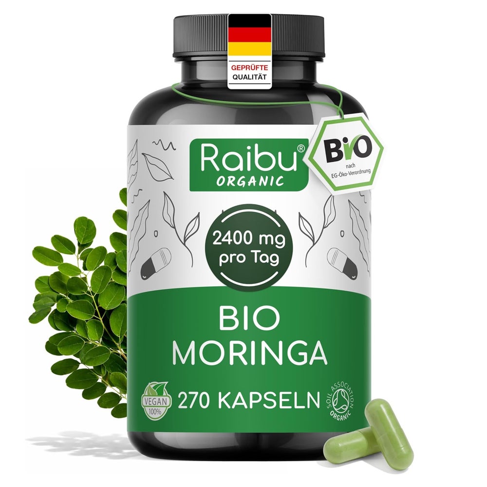 Moringa BIO Kapseln aus Moringa Oleifera Blattpulver - RAIBU 270 St