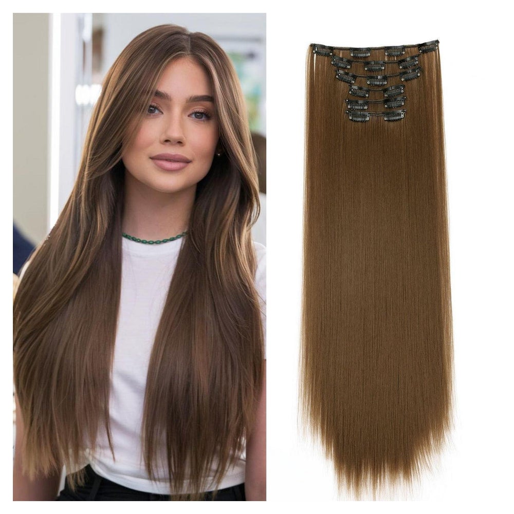 Extensions Clip in Haarteil Glatt Lang 6 Teile 65 cm Hellbra 1 St
