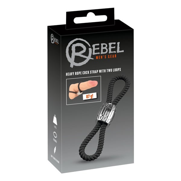 Rebel - Heavy Rope Cock Strap with two Loops 1 St